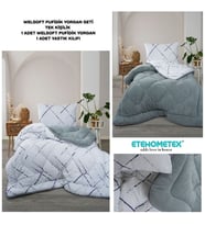 ETE HOMETEX TEK KİŞİLİK LÜX WELSOFT YORGAN SETİ YANSIMA GRİ155X215CM 8696474232010