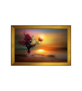 Manzara Temalı Kanvas Tablo 50 x 70 cm Gold Çerçeve
