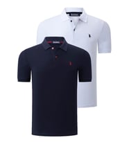 İKİLİ SET T8561 DEWBERRY ERKEK TSHIRT-BEYAZ-LACİVERT (Beyaz - Lacivert)