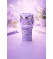 700 Ml Taşıma Kulplu Çelik Termos Mug Vakumlu Isı Yalıtımlı Sızdırmaz Şık Bardak (Y. Mor)