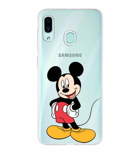 Samsung Galaxy A30  Kapak Mickey Mouse Tasarımlı Şeffaf Silikon Kılıf