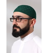 Kabartma Desen Örgülü Platinum Namaz Takkesi Yeşil