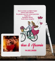 Sevgililer Gününe Özel Deri Beyaz Defter Kalem & Instagram Çerçeve Hediye Seti 10