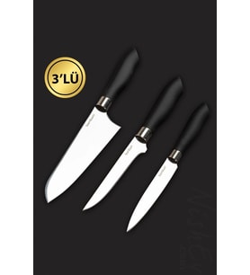 Mastercut Premium 3'lü Şef Bıçağı Seti – Küçük, Orta & Büyük Boy