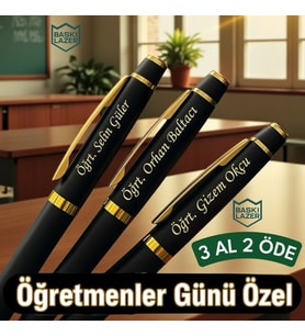 Öğretmenler Günü Özel 3 Al 2 Öde - Hemen Kargo İsme Özel Kutulu Lüks Metal İmza Kalemi