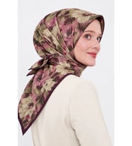 Lesscarves Çiçek Desenli Pamuk İpek Eşarp LS2214