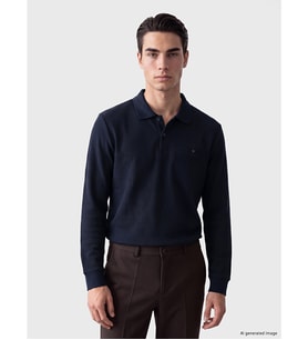 LCWAIKIKI Classic Lacivert Polo Yaka Erkek Sweatshirt