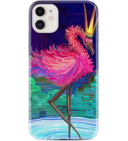 Apple iPhone 11 12 13 Mini Kılıf Desemli Silikon Queen Flamingo 1748