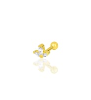 Gümüş altın yaldızlı zirkon üç taşlı Tragus helix Piercing küpe