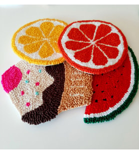 Miknitting, 4lü Meyve Temalı Bardak Altlığı,  4 adet  Dekoratif bardak altlığı, Punch Bardak altlığı, Elişi Bardak Altlığı, Bardak Altlığı Takımı