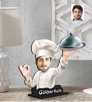 Kişiye Özel 2 Boyutlu Ahçı Erkek  Ahşap Biblo-5
