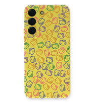Samsung Galaxy S22 Uyumlu Lansman Kılıf Hello Kitty Tasarımlı İçi Kadife Kapak-Sarı (Şeffaf)