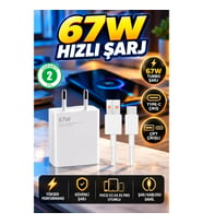 67 Watt Type-C Hızlı Şarj Adaptörü Poco X3 X4 X5 Pro Uyumlu Çift Turbo Çıkışlı