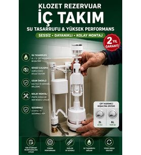 Basmalı Rezervuar İç Takımı Alt Girişli Sessiz Su Dolumlu Klozet İç Mekanizma Seti