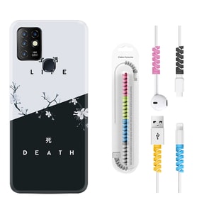 INFINIX Hot 8 9 10 11S Hot 10 Play 10T Kılıf Kablo Koruma Spiral Silikon Life and Death 1339