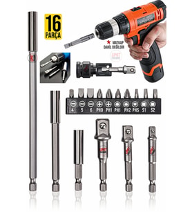 Yeni Nesil  Bits Uç Bağlantı Adaptör Seti Lokma Bağlantı 16PCS Tornavida Lokma Seti Matkap Ucu