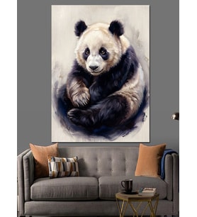 Oturan Ve Düşünen Yumuşak Panda Dekoratif Kanvas - Mdf Ahşap Tablo
