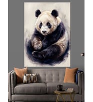 Oturan Ve Düşünen Yumuşak Panda Dekoratif Kanvas - Mdf Ahşap Tablo