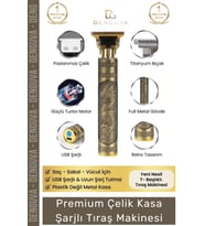 Premium Çelik Kasa Profesyonel Şarjlı Saç Sakal Ense Çizim Lazer Öncesi Tüm Vücut Tıraş Makinesi