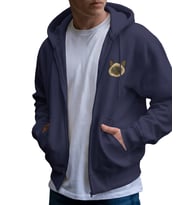 Siyam Kedisi Baskılı Tam Boy Fermuarlı Hoodie – Unisex Oversize (Lacivert)