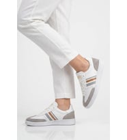 Grijak Bej Beyaz Bağcıklı Esnek Unisex Spor Ayakkabı 015 G