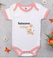 BK Kids Babasının Aslanı Tasarımlı Pembe Bebek Body Zıbın-1