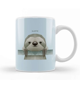 Geometric Animal Sloth Kupa Bardak Porselen