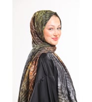 Hasır Desen Pavia Seri Şal Eşarp Askısı ile Birlikte 90X200 cm Yeşil Siyah-90X20