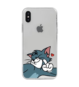 Iphone Xsmax Uyumlu Tom ve Jerry Öpücük Desenli Şeffaf Telefon Kılıfı