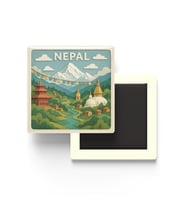 Nepal - Nepal - Paper Cut Art - Baskılı Buzdolap Magneti Kare - 9x9 cm