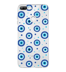 PrintiFy Huawei Honor 9 Lite ile Uyumlu 1mm Slim Fit Nazar Boncuğu 1 Baskılı Şeffaf  Kılıf