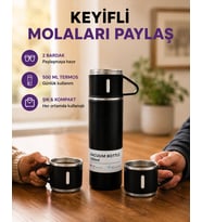 500 Ml Isı Korumalı Çelik Termos Ve Bardak Seti Silikon Tabanlı, Şık Ve Pratik