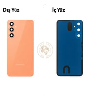 Samsung Galaxy S23 FE Turuncu Renk Lensli Arka Kapak Arka Cam Batarya Kapağı Pil Kapağı Lazer Kesim Back Cover Galaxy S23 FE Uyumlu