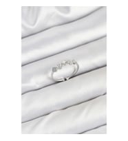 Mey İthalat® Pirinç Gümüş Renk Minimal Yonca Detaylı Kadın Yüzük