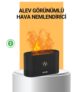 Tasarımlı Alev Efektli Led Aromaterapi Hava Nemlendirici