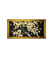 Beyaz Çiçekler Soyut Motifli Kanvas Tablo 50 x 70 cm Gold Çerçeve