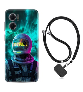 Xiaomi Redmi Note 11E Kılıf Resimli Boyun Askılı İpli Desenli Silikon Series Space 1814