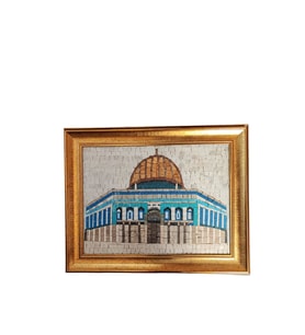 Kubbet-üs Sahra Mozaik Sanat Paneli Orta Altın Çerçeve P00037
