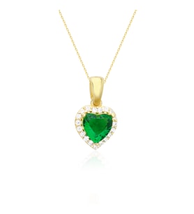925 Ayar Gümüş Zümrüt Swarovski Kalp Kolye