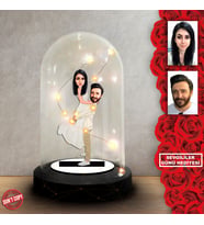 Kişiye özel Sevgili Hediye,sevgililer günü Karikatür Hediyesi, Karikatür hediye, Dekoratif Karikatür ışıklı Fanus , Sevgililer günü Hediyesi FN262