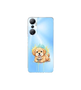 Infinix Hot 20 ile Uyumlu Splash Köpek Tasarımlı Şeffaf Silikon Kılıf