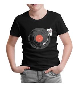 Black Vinyl on Black Siyah Çocuk Tshirt