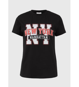 Siyah Manhattan Grafikli Tişört