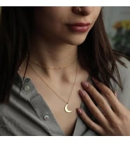 Kişiye Özel 925 Ayar Gümüş Şık Hilal Figürlü Kolye (Gold)