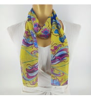 PAREDORA Floral Limon Pembe Uzun Fular