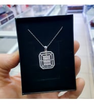 925 ayar gümüş büyük boy baget model beyaz taşlı meşhur enerji gümüş kolye