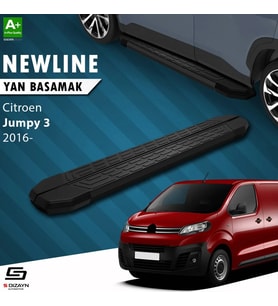 S-Dizayn Citroen Jumpy 3 Uzun Şase NewLine Siyah Yan Basamak 243 Cm 2016 Üzeri A+ Kalite