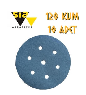 Sia 1949 Hookit 7 Delikli Cırt Zımpara 150 mm - P120 Kum - 10 Adet (Mavi)