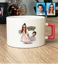Kişiye Özel Karikatürlü Gelin Damat Evleniyoruz Mutluyuz Lüks Fincan Sevgililer Günü Hediyesi