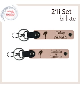 Kız Kardeşe Tekvando Figürlü Şık Hediye, Doğum Gününe Uygun Deri Anahtarlık, Yavru Ağzı-Yavru Ağzı